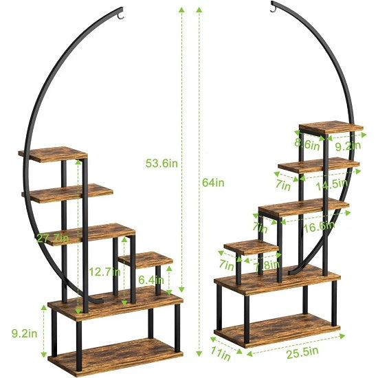 Half-Moon Shape 6 Tiered Rack Stand for Indoor and Outdoor