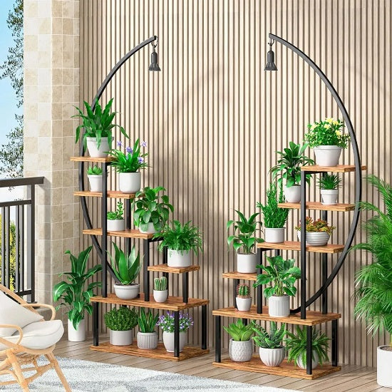 Half-Moon Shape 6 Tiered Rack Stand for Indoor and Outdoor