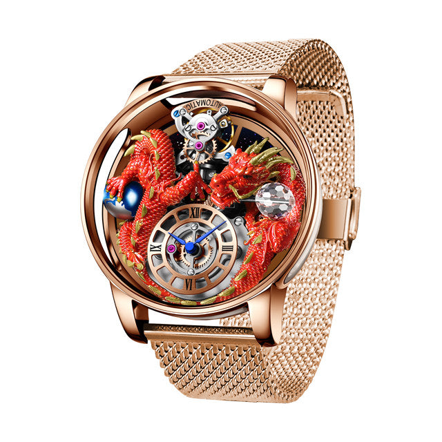 Dragon Celestial 3D Body Diamond Sports Quartz Mineral Tempered Glass Luminous Waterproof Watch For Men By Pindu