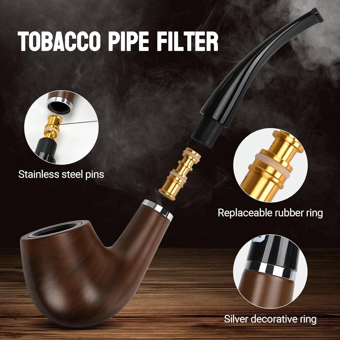 Natural Wood Pipe With Tools and Set with Pipe Holder and Storage Bag Various Accessories Gift Box