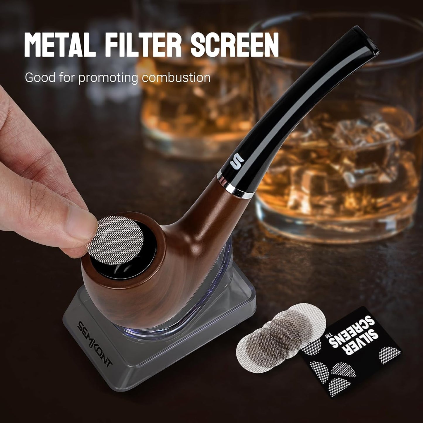 Natural Wood Pipe With Tools and Set with Pipe Holder and Storage Bag Various Accessories Gift Box