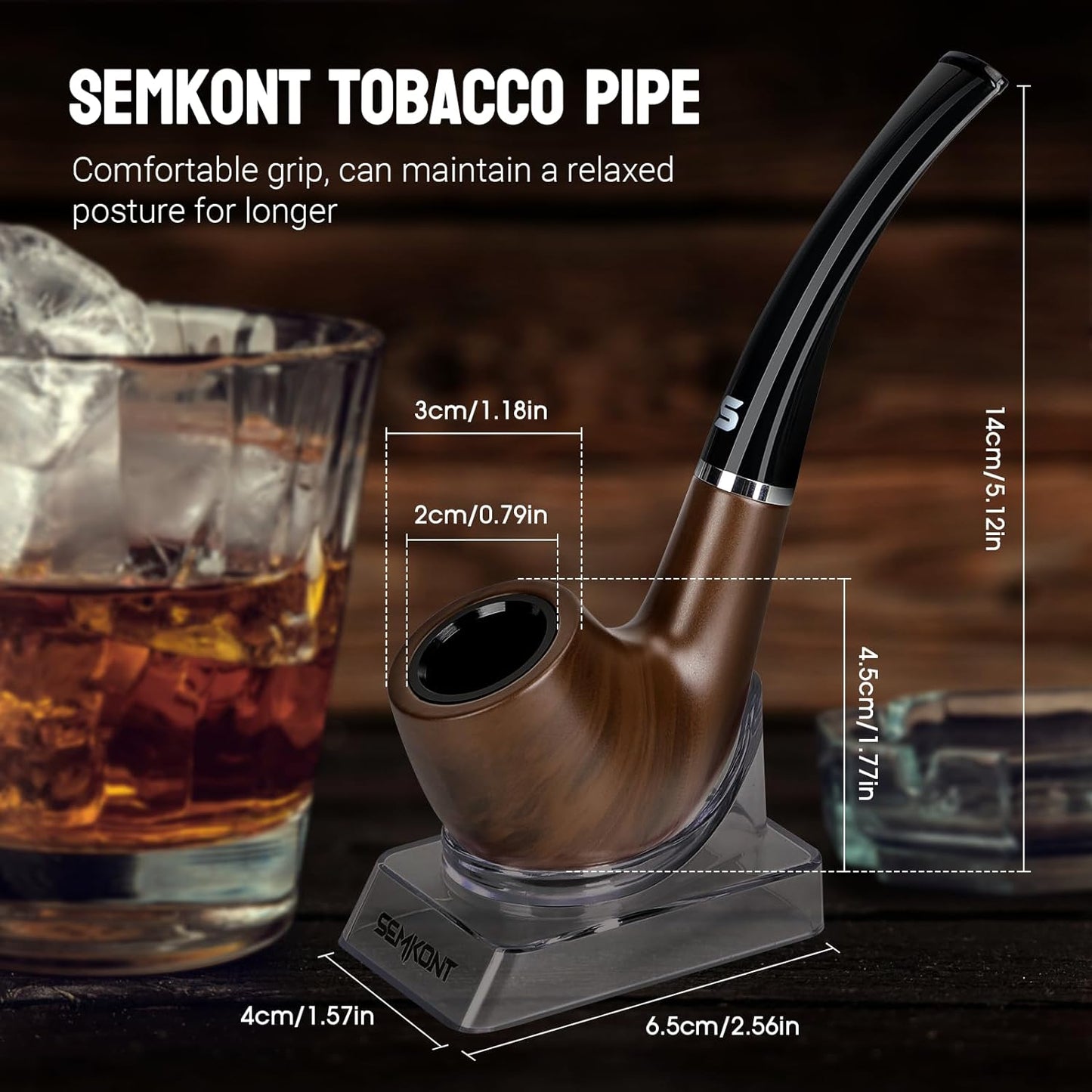 Natural Wood Pipe With Tools and Set with Pipe Holder and Storage Bag Various Accessories Gift Box