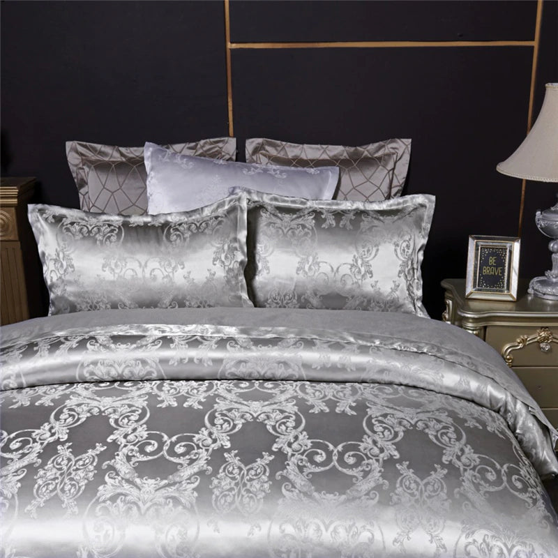 ALDO Bedding >Comforters & Sets Gray / 173x218cm Luxury Gray Palace Quilt Duvet Bedding Set & Pillowcases