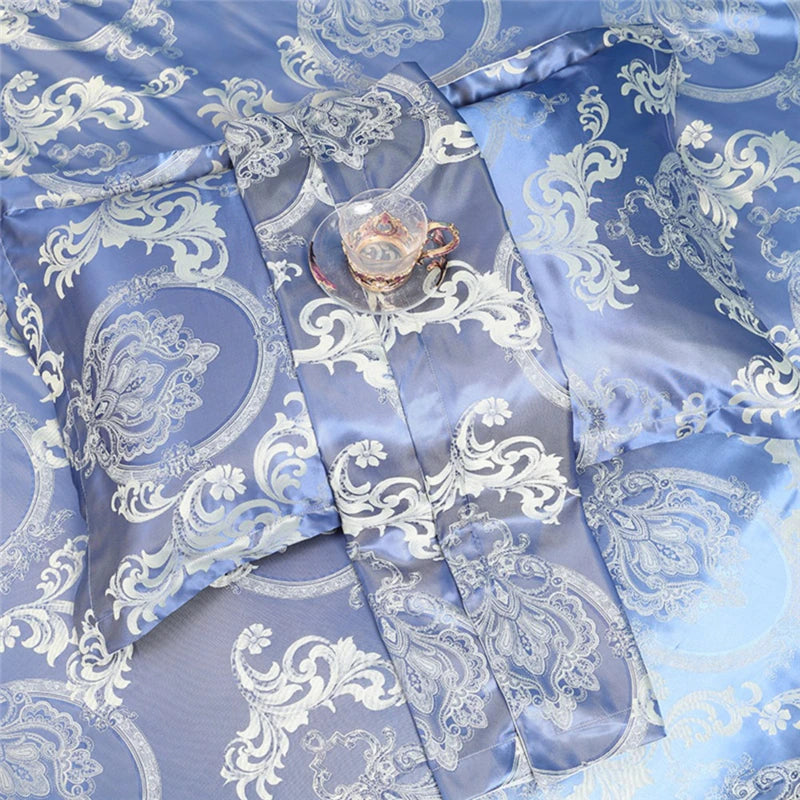 ALDO Bedding >Comforters & Sets Luxury Blue Palace Quilt Duvet Bedding Set & Pillowcases