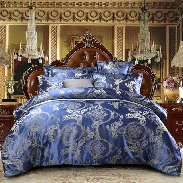 ALDO Bedding >Comforters & Sets Luxury Blue Palace Quilt Duvet Bedding Set & Pillowcases
