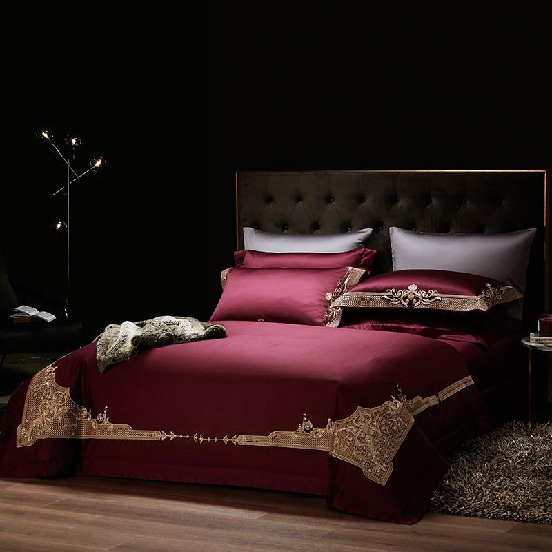 ALDO Bedding >Comforters & Sets Persian Royal Maroon Style Luxury Duvet Set 100% Egyptian Cotton With Golden Embroidery
