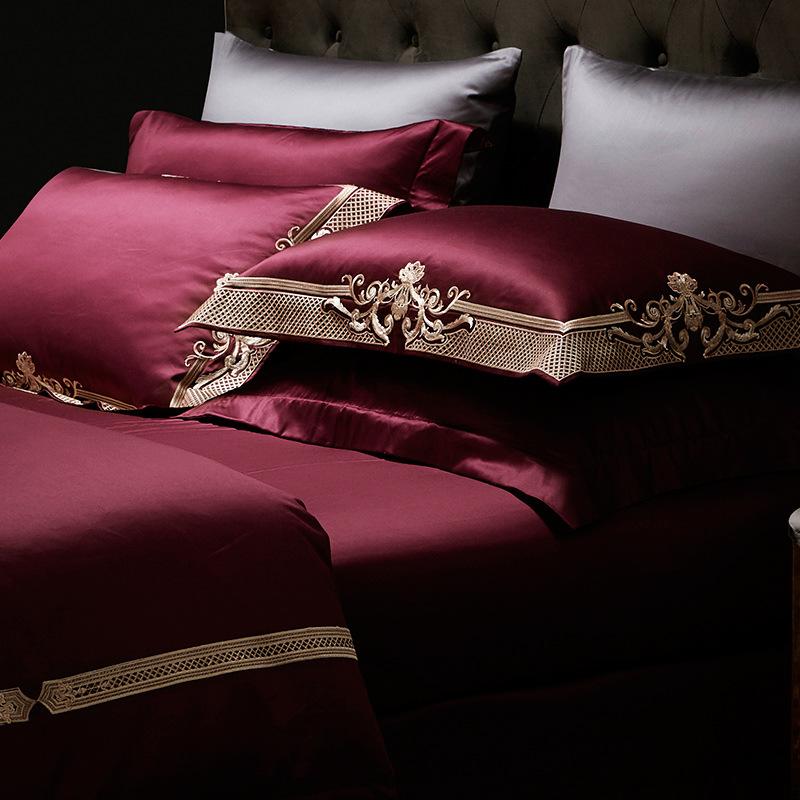 ALDO Bedding >Comforters & Sets Persian Royal Maroon Style Luxury Duvet Set 100% Egyptian Cotton With Golden Embroidery
