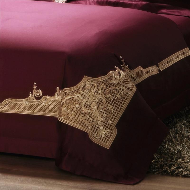 ALDO Bedding >Comforters & Sets Persian Royal Maroon Style Luxury Duvet Set 100% Egyptian Cotton With Golden Embroidery