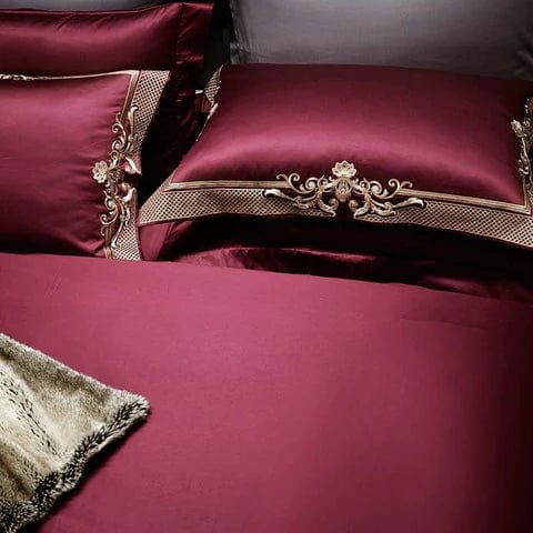 ALDO Bedding >Comforters & Sets Persian Royal Maroon Style Luxury Duvet Set 100% Egyptian Cotton With Golden Embroidery