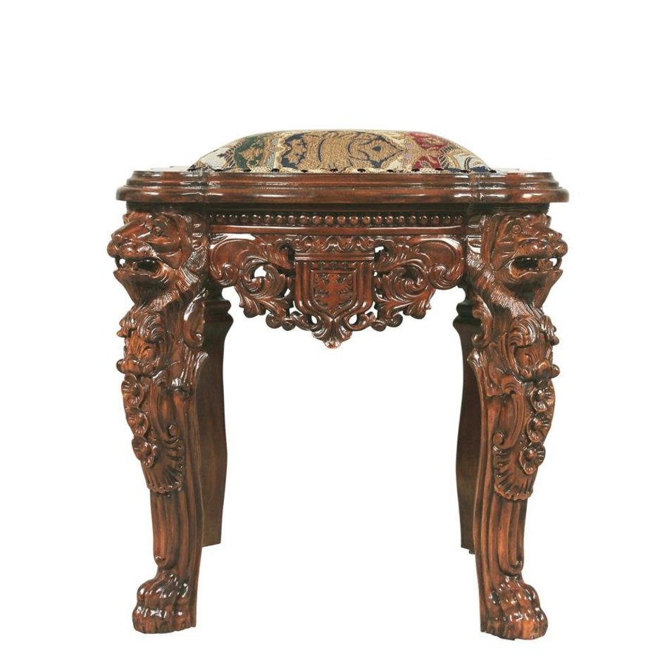ALDO Chairs 24"Wx24"Dx24.5"H. 35 l / NEW / wood Medieval Antique Replica Solid Mahogany Ottoman By Artist Lord Raffles