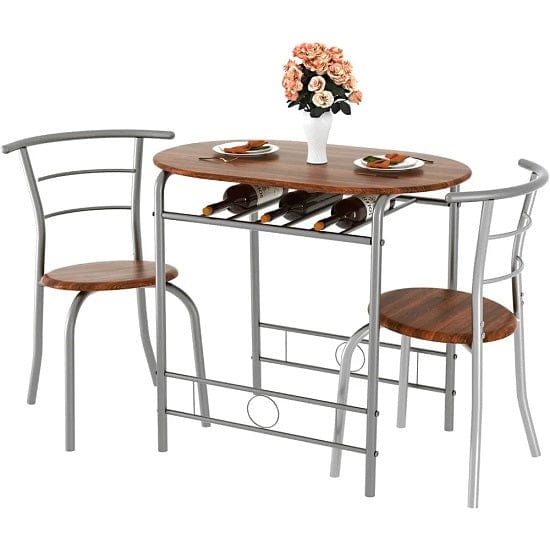 ALDO Chairs 3 Pieces Dining Set for 2 Small Kitchen Wood Table and Two Chairs