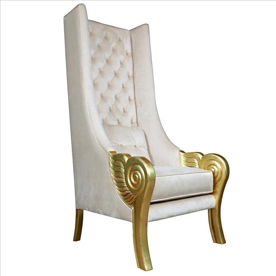 ALDO Chairs 33″Wx39″Dx69″H / NEW / wood Venetian Doge’s Palace Wingback Great Golden Throne White Throne Chair With Real Gold Leaf