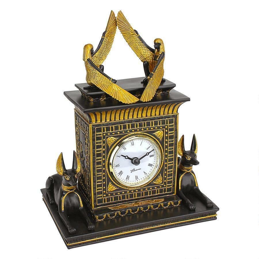 ALDO Clocks Egyptian Temple of God Anubis Sculptural Desktop Clock