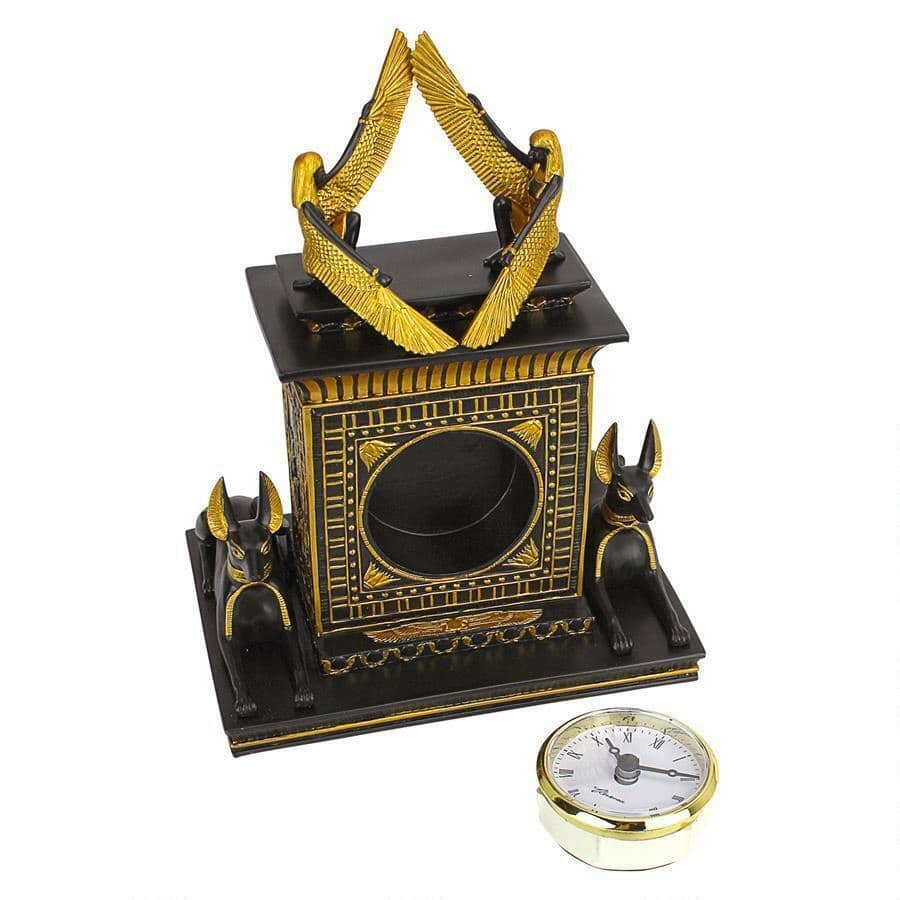 ALDO Clocks Egyptian Temple of God Anubis Sculptural Desktop Clock
