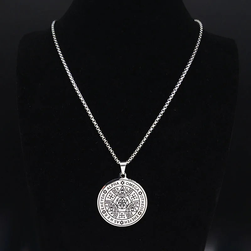 ALDO Clothing Accessories > Sunglasses Kabbalah Seal Pendant Necklass Hexagram Wheel of Fortune and Protection