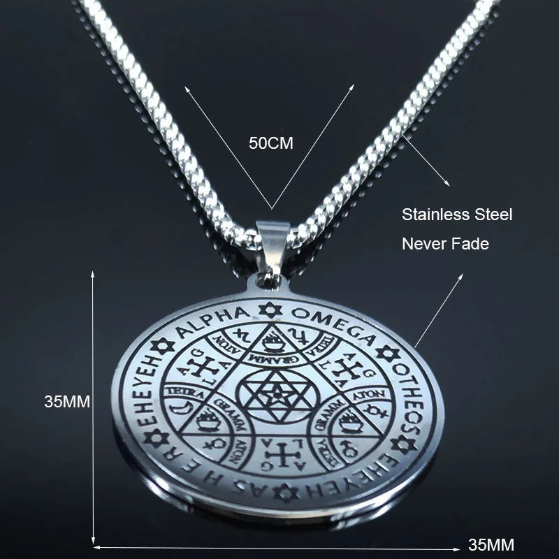 ALDO Clothing Accessories > Sunglasses Kabbalah Seal Pendant Necklass Hexagram Wheel of Fortune and Protection