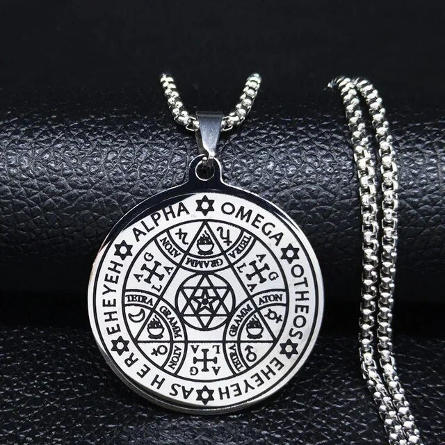 ALDO Clothing Accessories > Sunglasses Kabbalah Seal Pendant Necklass Hexagram Wheel of Fortune and Protection