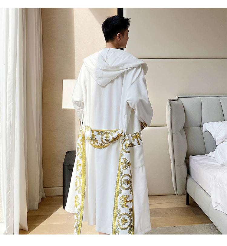 ALDO Clothing > Sleepwear & Loungewear > Robes Luxury Velvet Robe With Hood and Gold Embroidery One Size Fits All