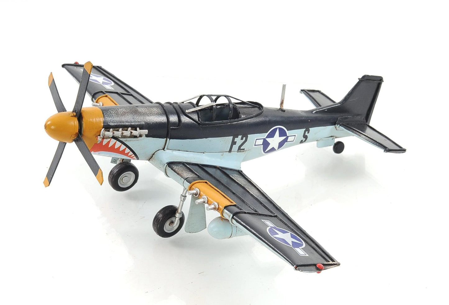 ALDO Creative Arts Collectibles Scale Model Airplane U.S. Air Force P-51 Mustang WWII Fighter Deck Top Metal Model