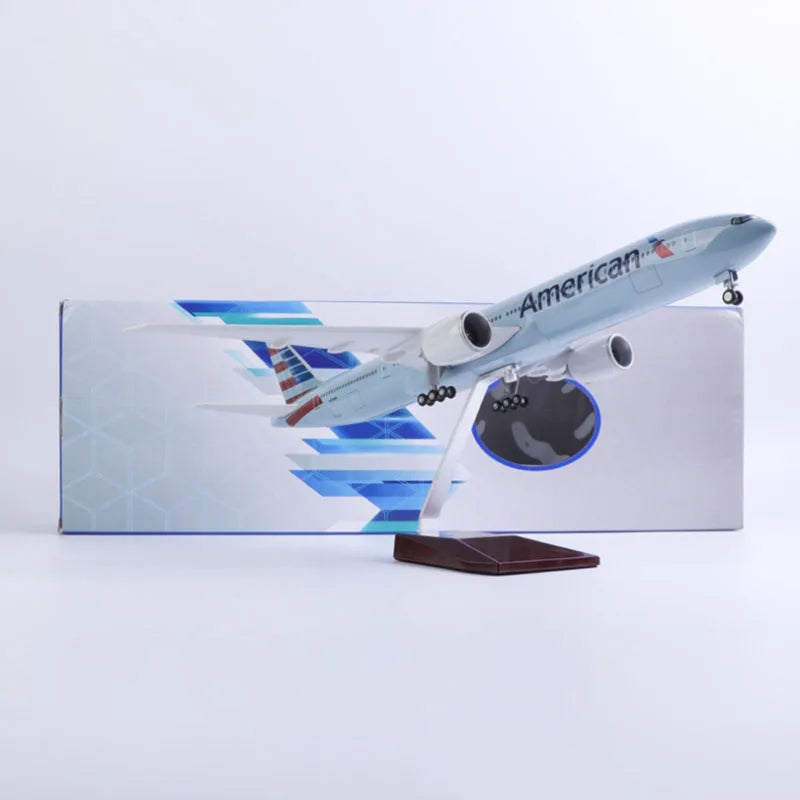ALDO Creative Arts Collectibles Scale Model American Airlines Boeing 777 B777 Model Aircraft With Landing Gears and LED Lights