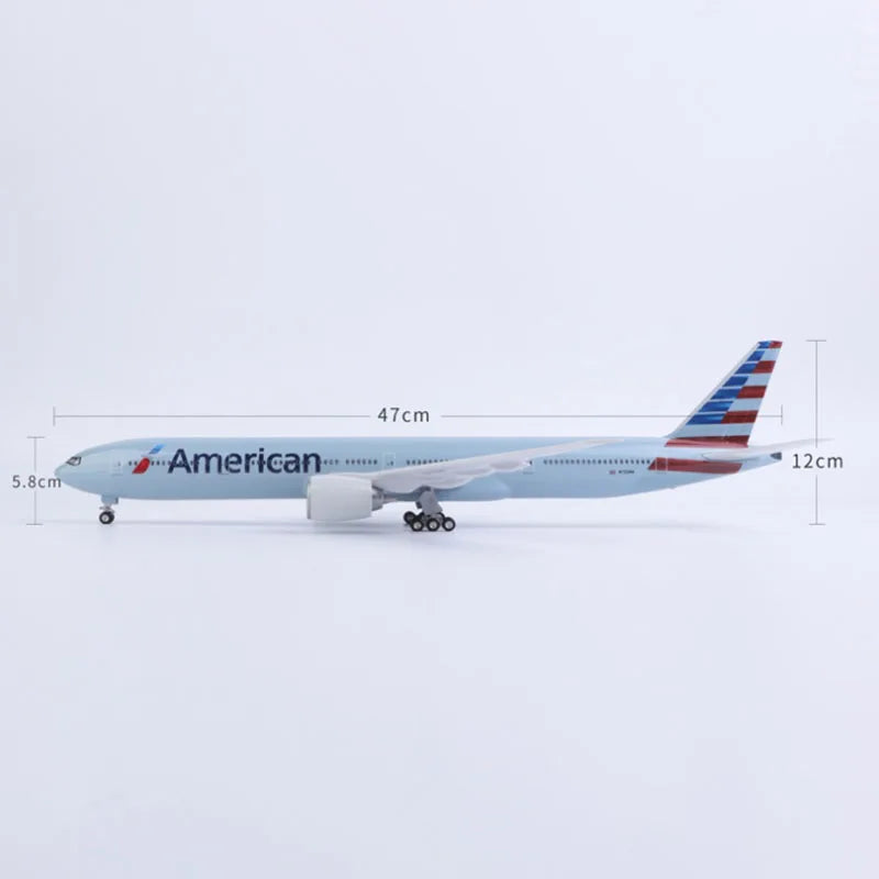 ALDO Creative Arts Collectibles Scale Model American Airlines Boeing 777 B777 Model Aircraft With Landing Gears and LED Lights