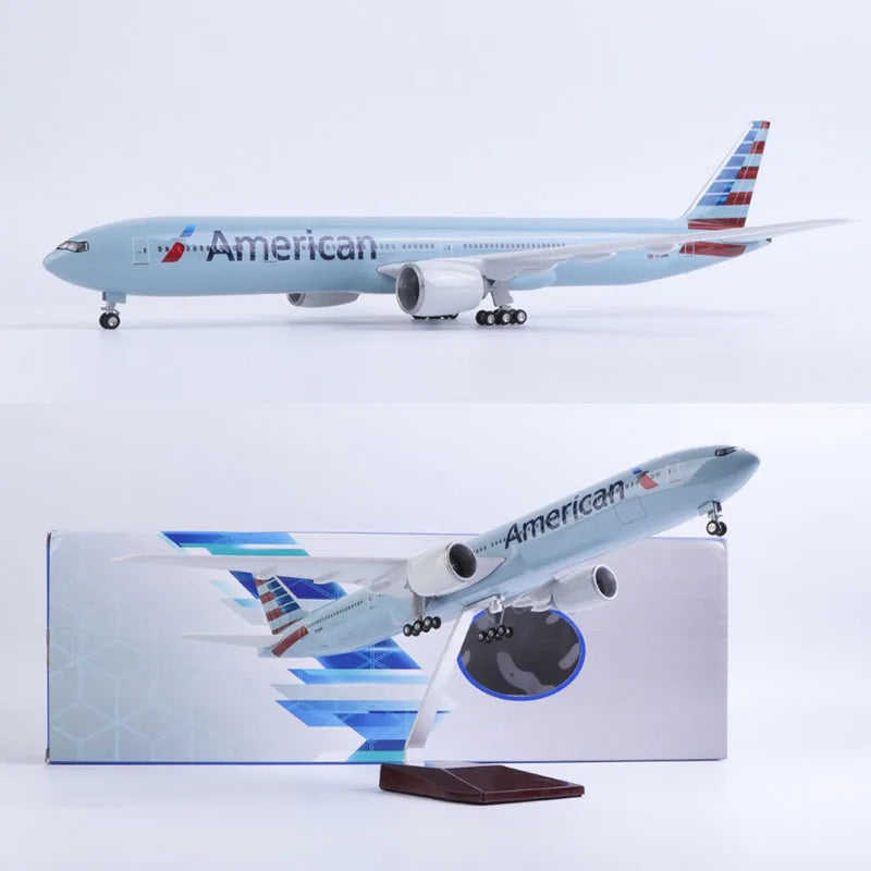 ALDO Creative Arts Collectibles Scale Model American Airlines Boeing 777 B777 Model Aircraft With Landing Gears and LED Lights