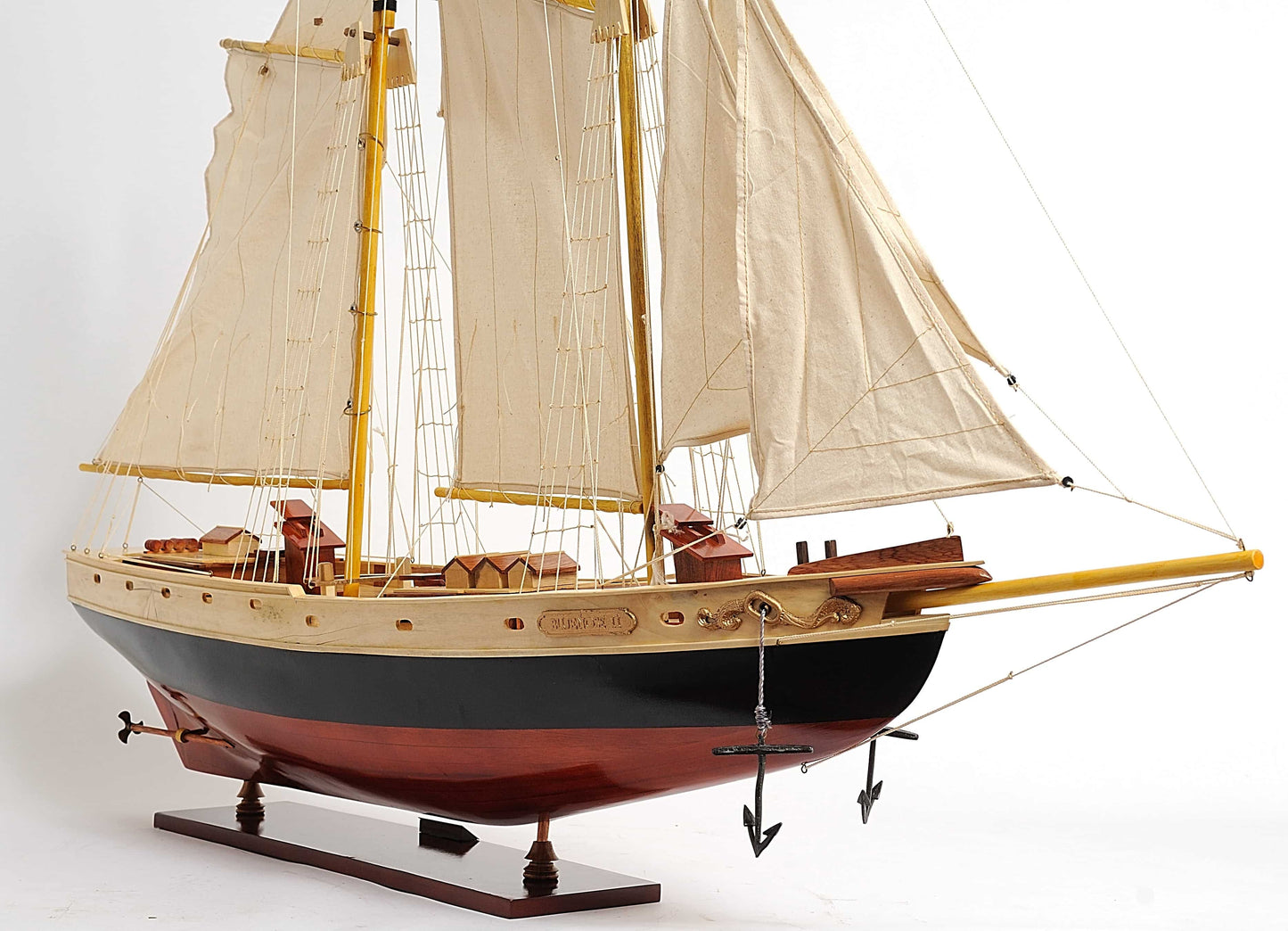 ALDO Creative Arts Collectibles Scale Model Bluenose II Painted Racing Yacht Sailboat Medium Wood Model Ship