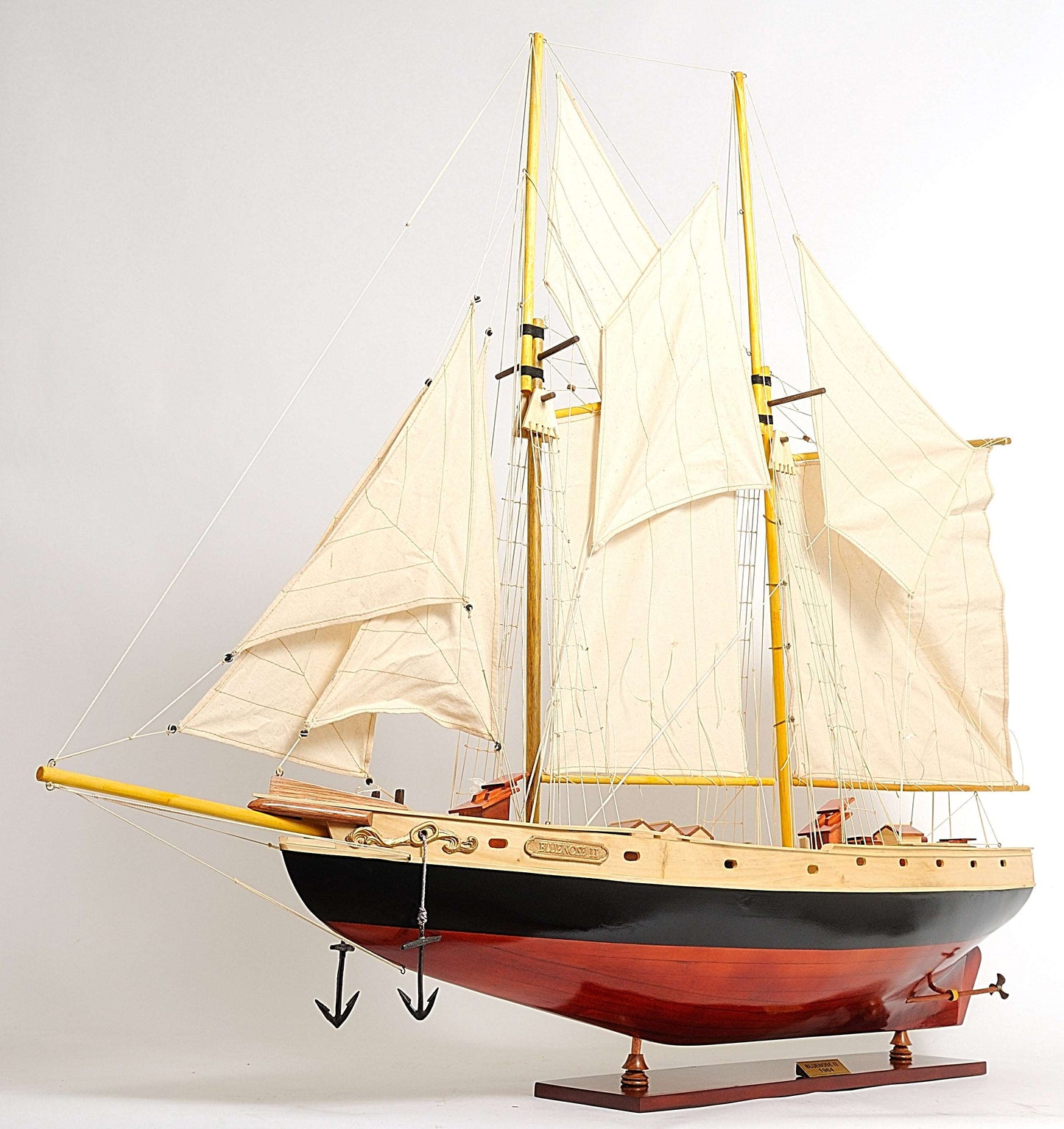 ALDO Creative Arts Collectibles Scale Model Bluenose II Painted Racing Yacht Sailboat Medium Wood Model Ship
