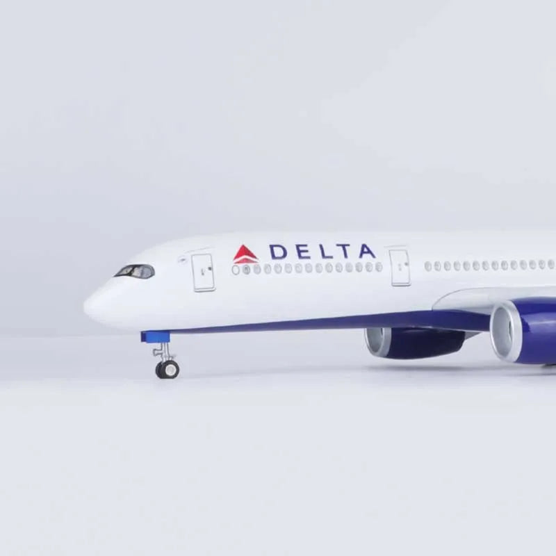 ALDO Creative Arts Collectibles Scale Model Delta Airlines Airbus 350 A350 Model Aircraft With Landing Gears and LED Lights