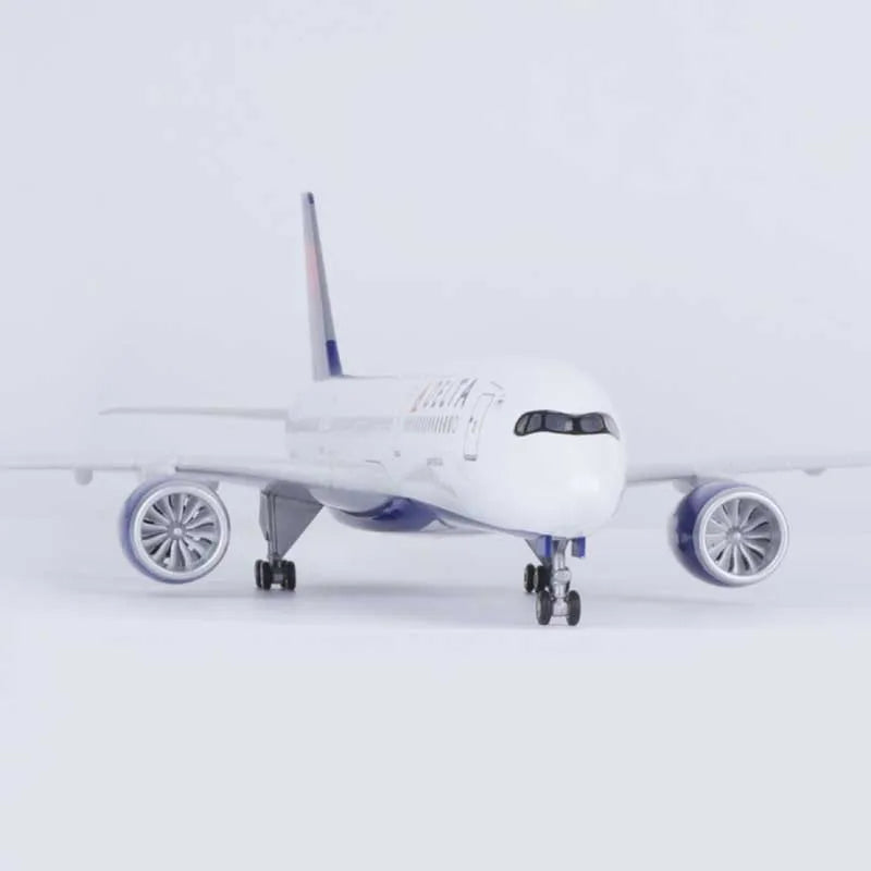 ALDO Creative Arts Collectibles Scale Model Delta Airlines Airbus 350 A350 Model Aircraft With Landing Gears and LED Lights
