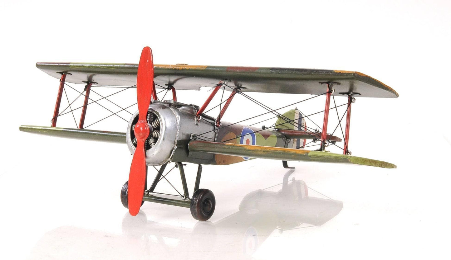 ALDO Creative Arts >Collectibles> Scale Model L: 10.25 W: 14 H: 6.5 Inches / NEW / Iron Airplane British First World War Single Seat Biplane Metal Model