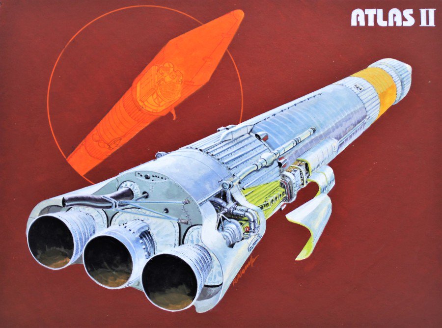 ALDO Creative Arts Collectibles Scale Model Length is 12" and wingspan is 2" / NEW / Wood NASA Lockheed-Martin Atlas II Rocket Wood Model Spacecraft