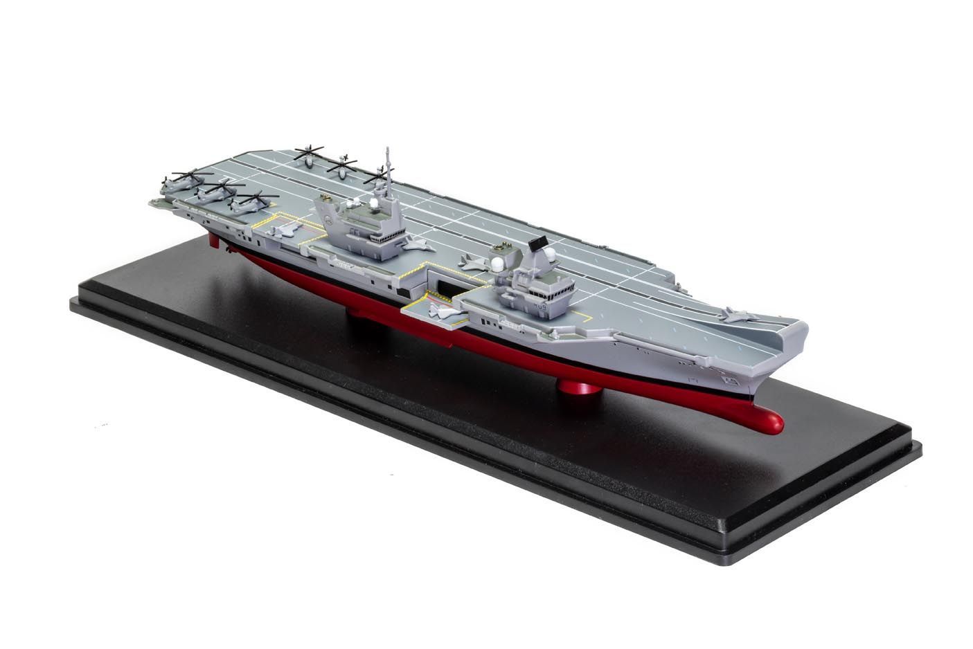 ALDO Creative Arts Collectibles Scale Model NEW / wood and resin HMS Royal Navy Prince Of Wales Queen Elizabeth-Class Aircraft Carriers With Display Cabinet