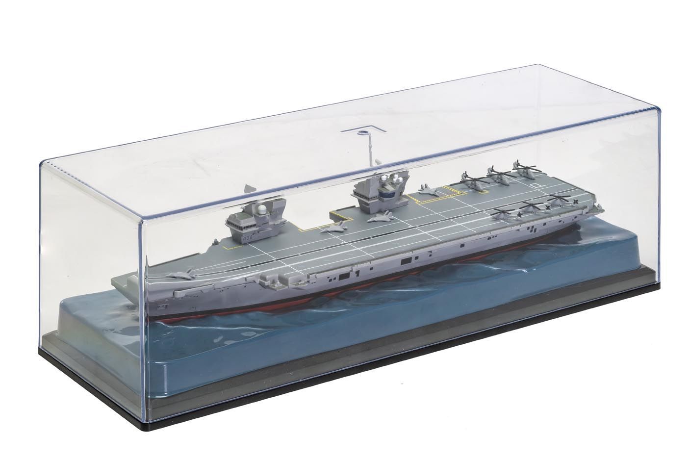ALDO Creative Arts Collectibles Scale Model NEW / wood and resin HMS Royal Navy Prince Of Wales Queen Elizabeth-Class Aircraft Carriers With Display Cabinet
