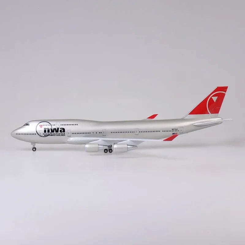 ALDO Creative Arts Collectibles Scale Model North West Airlines Boeing 747 B747 Model Aircraft With Landing Gears and LED Lights