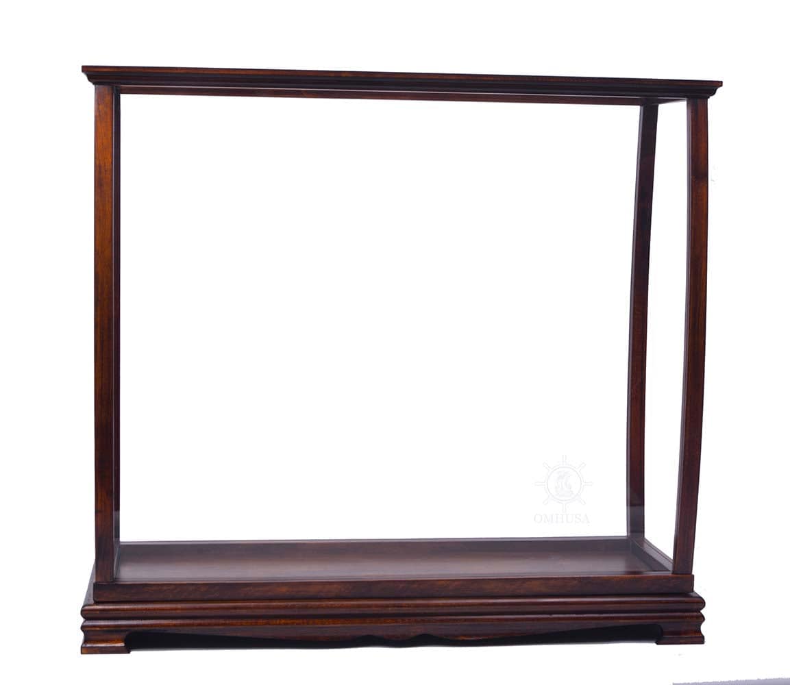 ALDO Creative Arts Collectibles Scale Model Outside: L: 34 W: 13 H: 31.5 Inches / Inside: L: 32.5 x W: 12 x H: 29 inches. / NEW / Wood with plexiglass panels Display Case Cabinet Table Top For Midsize Tall Ship Yacht Boat Models With Plexiglass Panels