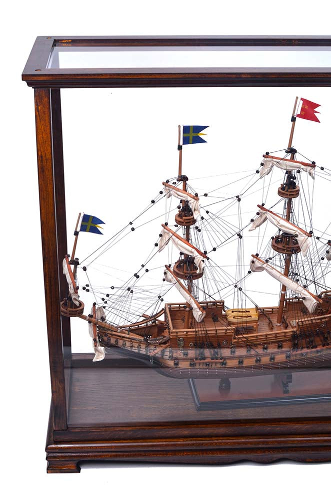 ALDO Creative Arts Collectibles Scale Model Outside: L: 34 W: 13 H: 31.5 Inches / Inside: L: 32.5 x W: 12 x H: 29 inches. / NEW / Wood with plexiglass panels Display Case Cabinet Table Top For Midsize Tall Ship Yacht Boat Models With Plexiglass Panels