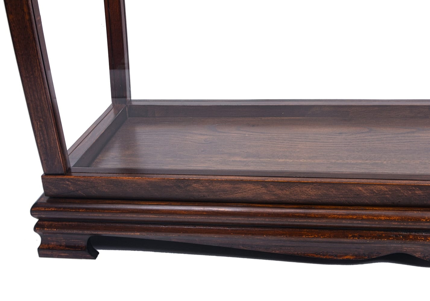 ALDO Creative Arts Collectibles Scale Model Outside: L: 34 W: 13 H: 31.5 Inches / Inside: L: 32.5 x W: 12 x H: 29 inches. / NEW / Wood with plexiglass panels Wood Display Case Table Top Cabinet Classic Brown For Tall Ship Yacht Boat Models With Plexiglass Panels