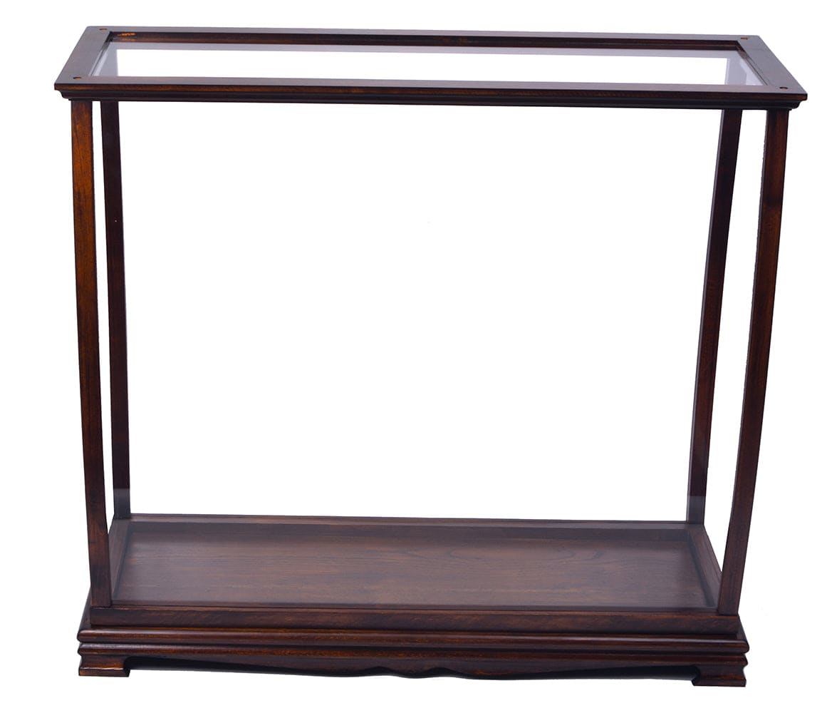 ALDO Creative Arts Collectibles Scale Model Outside: L: 34 W: 13 H: 31.5 Inches / Inside: L: 32.5 x W: 12 x H: 29 inches. / NEW / Wood with plexiglass panels Wood Display Case Table Top Cabinet Classic Brown For Tall Ship Yacht Boat Models With Plexiglass Panels
