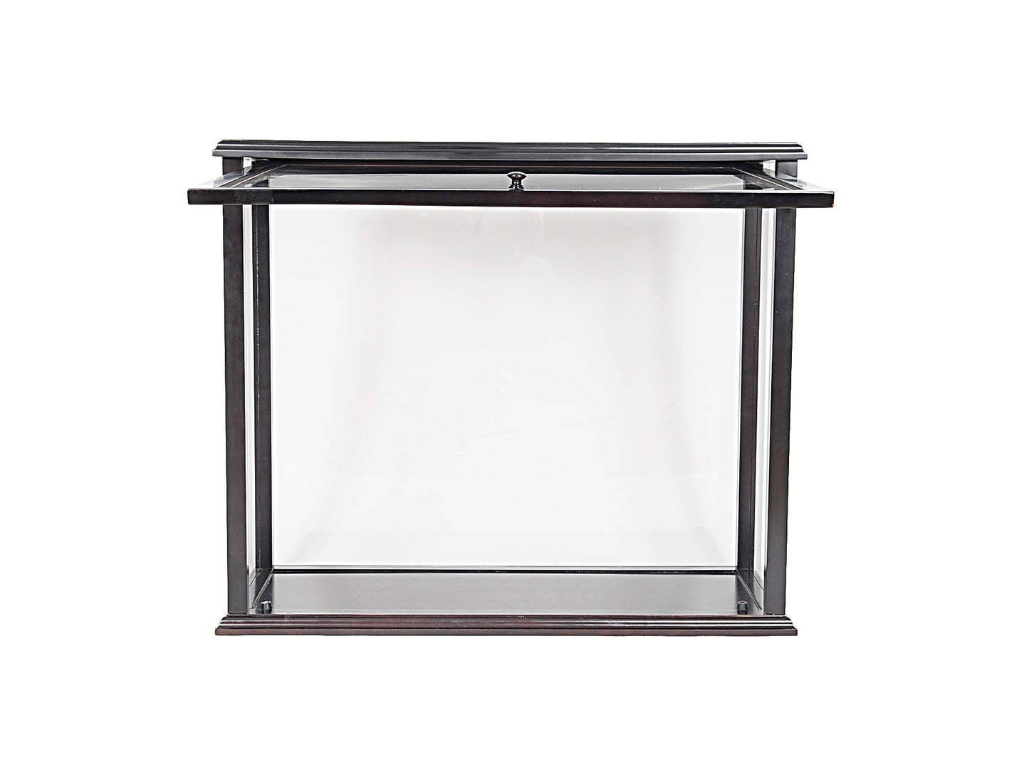 ALDO Creative Arts Collectibles Scale Model Outside: L: 35.4 W: 13.5 H: 29.5 Inches Inside: L: 32.5 x W: 12 x H: 29 inches. / NEW / Mahogany Wood with Plexiglass Panels Display Case Front Open Table Top Wood with Plexiglass Panels Cabinet for Midsize Tall Ship and BoatsModels