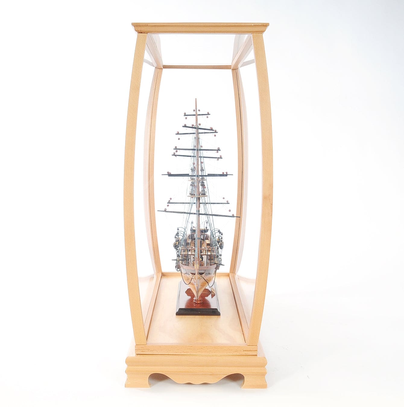 ALDO Creative Arts Collectibles Scale Model Outside : L: 36 W: 13 H: 31.5 Inches / Inside : L: 32.5 x W: 12 x H: 29 inches. / NEW / Mahogany Wood and with Plexiglass Panels Display Case Wood with Plexiglass Panels Cabinet for Midsize Tall Ship Models Clear Finish