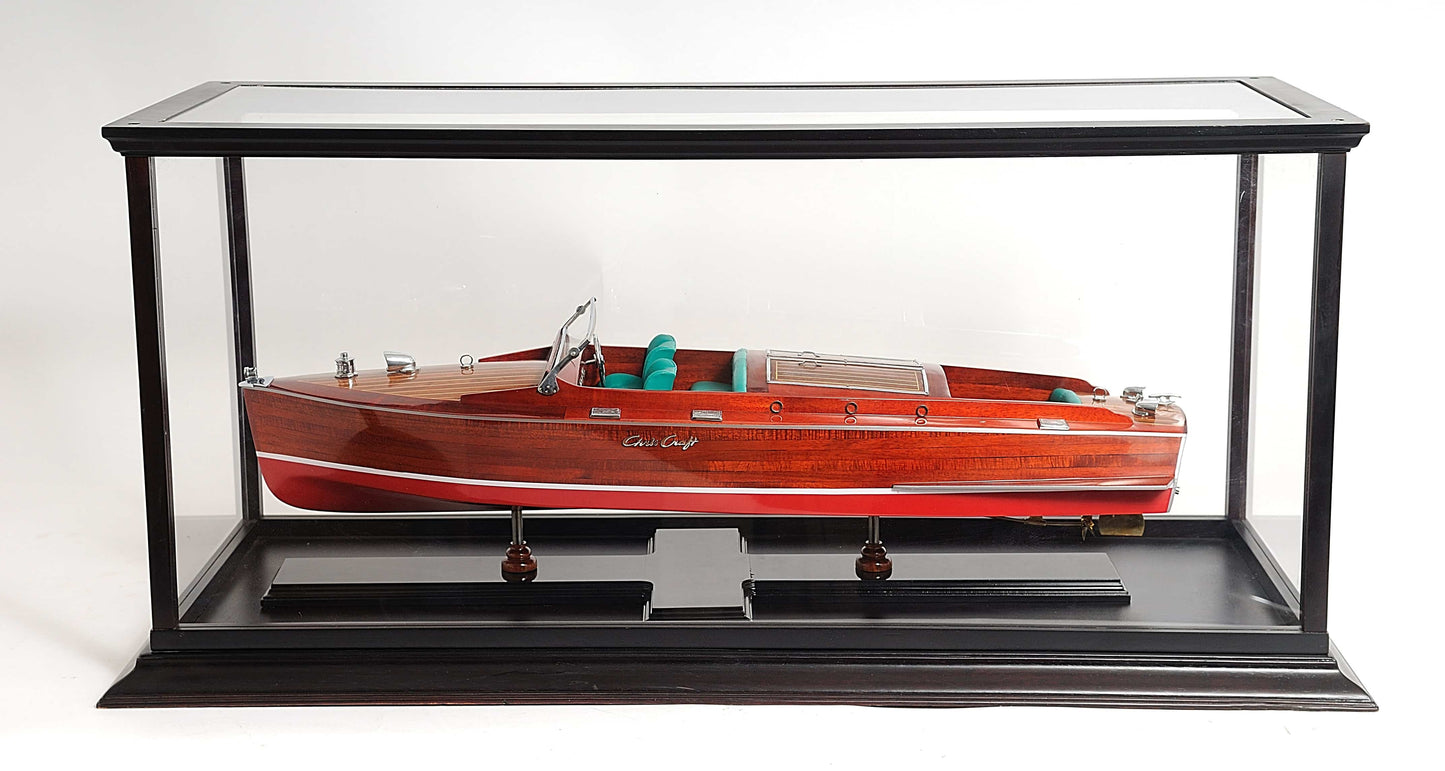 ALDO Creative Arts Collectibles Scale Model Outside : L: 37.5 W: 14 H: 15 Inches / Inside : 36L x 12W x 13.5H inches. / NEW / Mahogany Wood and with Plexiglass Panels Display Case Large Wood with Plexiglass Panels Table Top Cabinet for Speed Boat Models