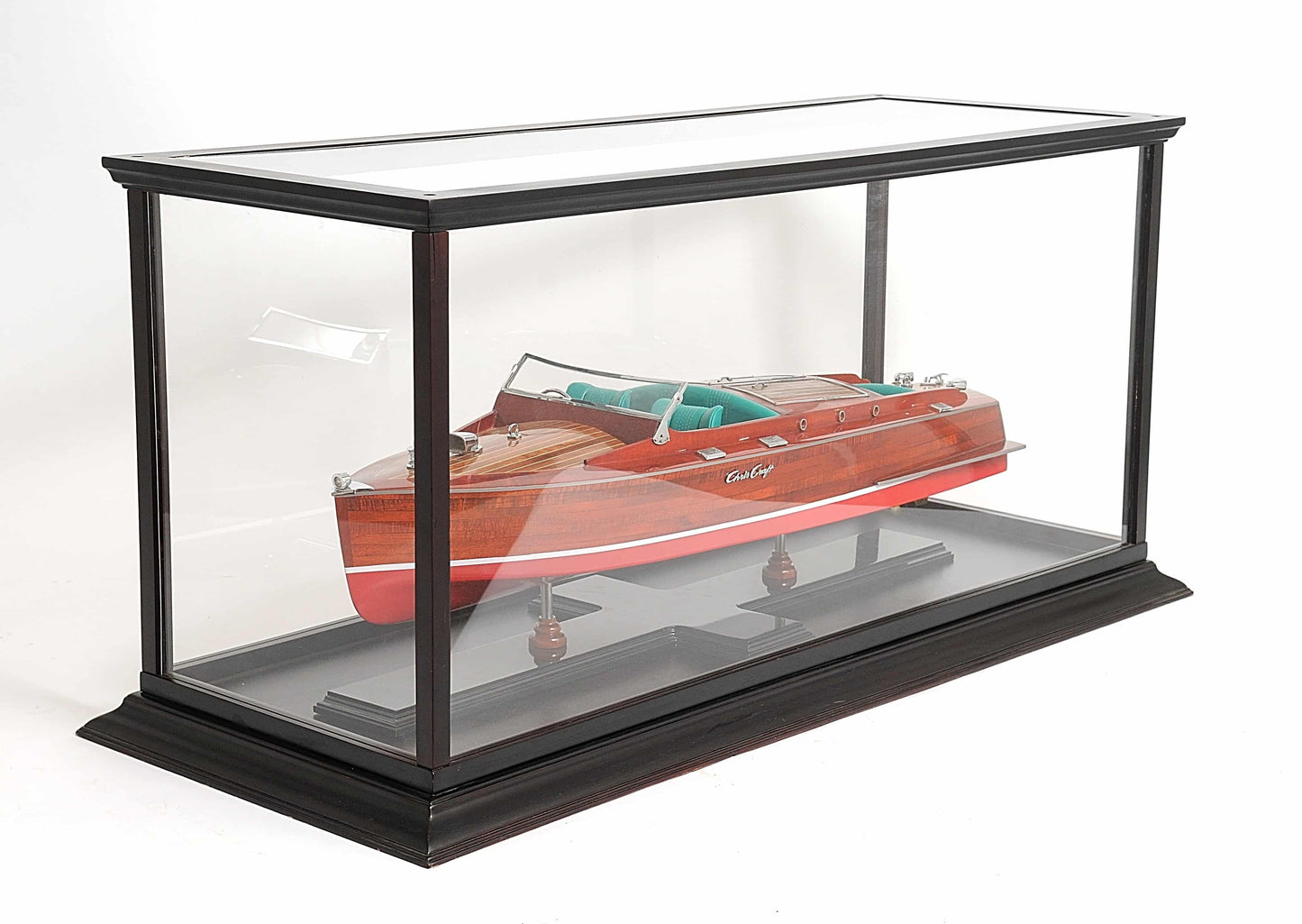 ALDO Creative Arts Collectibles Scale Model Outside : L: 37.5 W: 14 H: 15 Inches / Inside : 36L x 12W x 13.5H inches. / NEW / Mahogany Wood and with Plexiglass Panels Display Case Large Wood with Plexiglass Panels Table Top Cabinet for Speed Boat Models