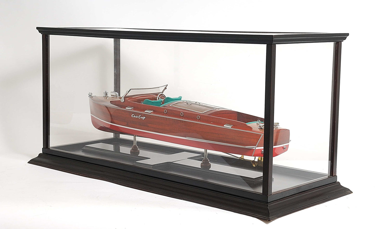 ALDO Creative Arts Collectibles Scale Model Outside : L: 37.5 W: 14 H: 15 Inches / Inside : 36L x 12W x 13.5H inches. / NEW / Mahogany Wood and with Plexiglass Panels Display Case Large Wood with Plexiglass Panels Table Top Cabinet for Speed Boat Models