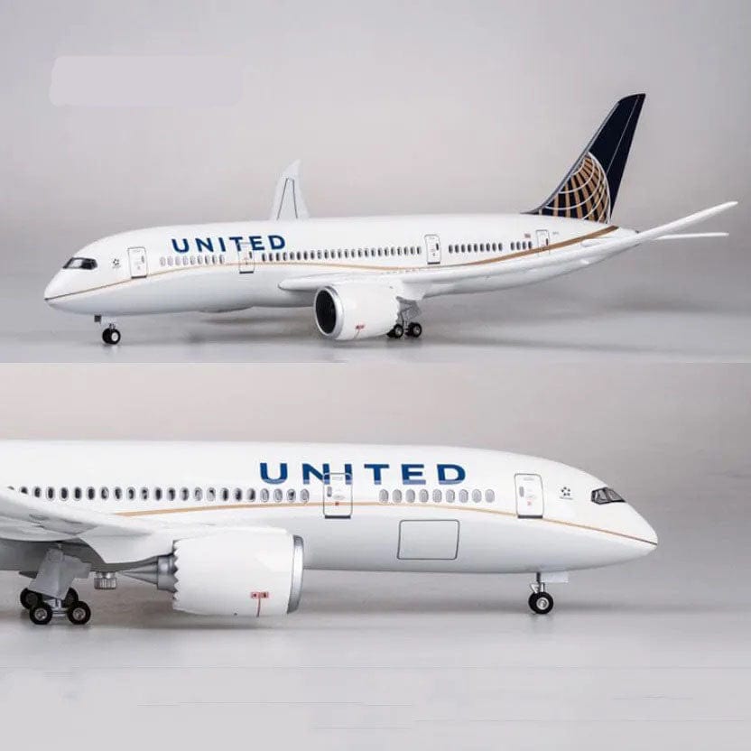 ALDO Creative Arts Collectibles Scale Model United Airlines Boeing 787 B787 Dreamliner Model Aircraft With Landing Gears and LED Lights