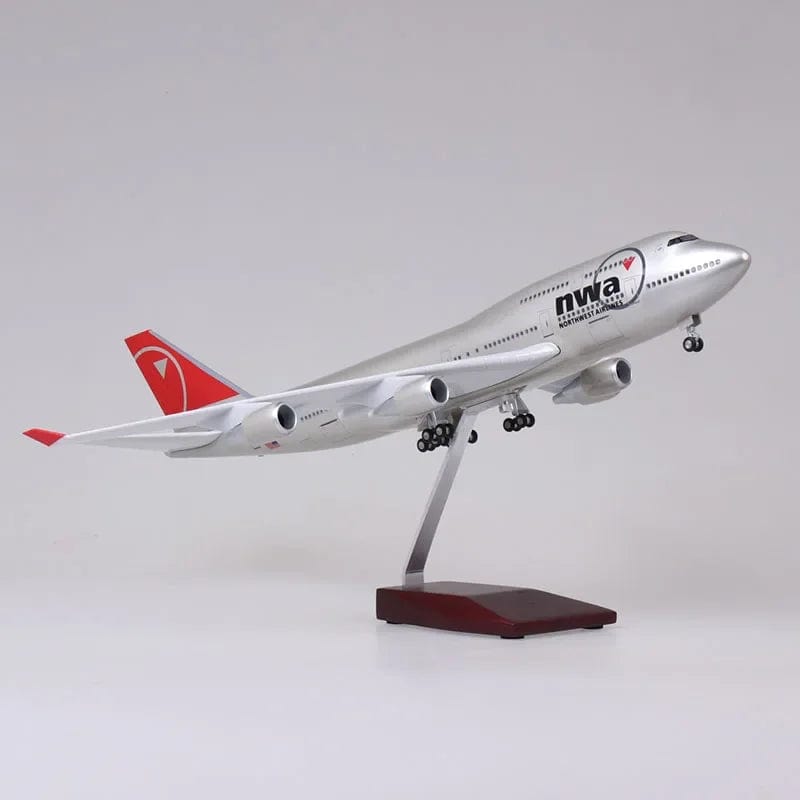 ALDO Creative Arts Collectibles Scale Model Without Lights North West Airlines Boeing 747 B747 Model Aircraft With Landing Gears and LED Lights