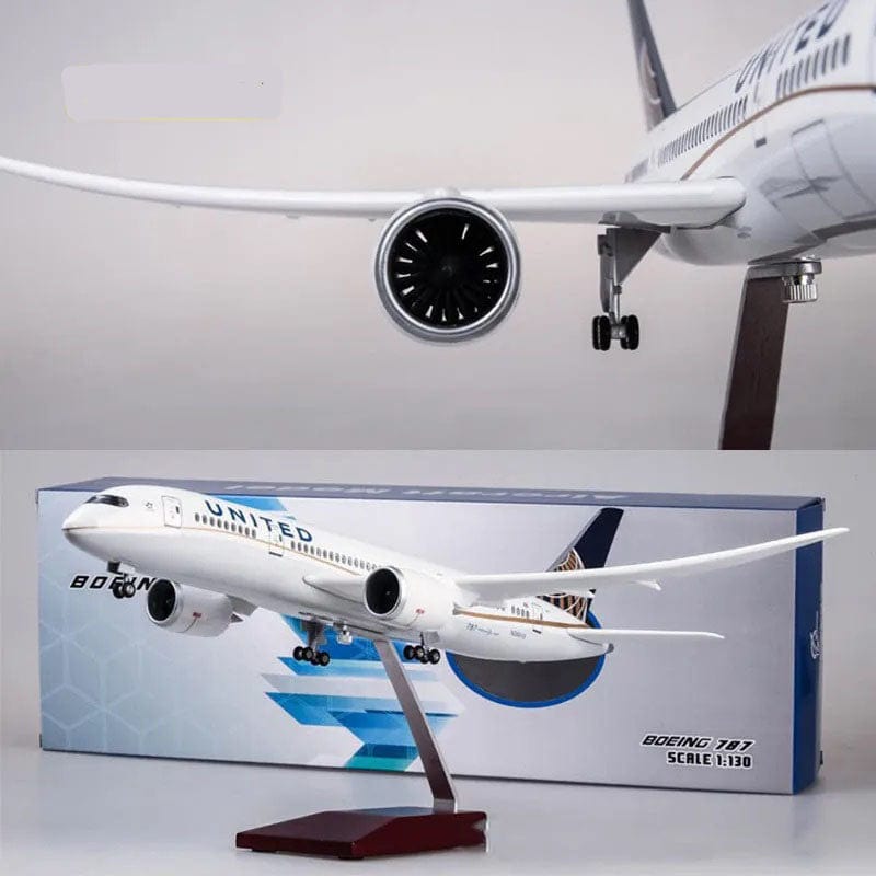 ALDO Creative Arts Collectibles Scale Model Without Lights United Airlines Boeing 787 B787 Dreamliner Model Aircraft With Landing Gears and LED Lights