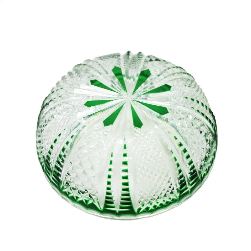 ALDO Creative Arts >Pottery Luxury Elegant Hand Carved Bohemian Czech Style Green Crystal Engraving Hand Cut Centerpiece Vase