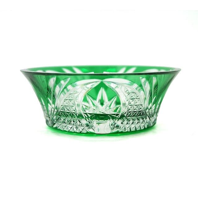 ALDO Creative Arts >Pottery Luxury Elegant Hand Carved Bohemian Czech Style Green Crystal Engraving Hand Cut Centerpiece Vase