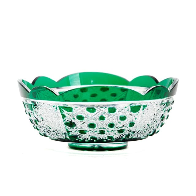 ALDO Creative Arts >Pottery Luxury Elegant Hand Carved Bohemian Czech Style Green Crystal Engraving Hand Cut Centerpiece Vase